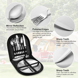 Darrahopens Home & Garden > Kitchenware > Cutlery 2 Person Cutlery Set (10-piece) - Camping Set for 2 People - Spoons, Knives, Forks, Steak Knives - 10 Pieces Stainless Steel Cutlery - Including Carrying Bag - For Picnic & Travel - Silver