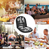 Darrahopens Home & Garden > Kitchenware > Cutlery 2 Person Cutlery Set (10-piece) - Camping Set for 2 People - Spoons, Knives, Forks, Steak Knives - 10 Pieces Stainless Steel Cutlery - Including Carrying Bag - For Picnic & Travel - Silver