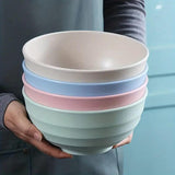 Darrahopens Home & Garden > Kitchenware > Cutlery 4pcs Wheat Straw Rice Bowl Round Noodle Bowl Drop Proof Kitchen Tableware Set