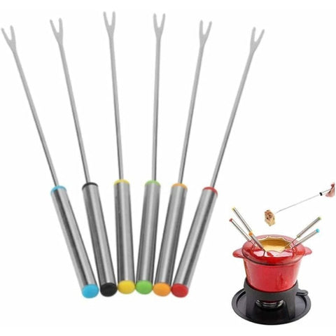 Darrahopens Home & Garden > Kitchenware > Cutlery 6 pcs Fondue Forks, Stainless Steel Fondue Forks, Chocolate Fondue Forks For Fruit Barbecue Pot Fork Fondue Skewers