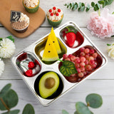 Darrahopens Home & Garden > Kitchenware > Cutlery 8pcs Stainless Steel Divided Dinner Plates Square Fast Food Plate for Students