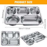 Darrahopens Home & Garden > Kitchenware > Cutlery 8pcs Stainless Steel Divided Dinner Plates Square Fast Food Plate for Students