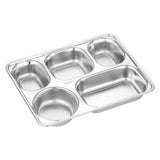 Darrahopens Home & Garden > Kitchenware > Cutlery 8pcs Stainless Steel Divided Dinner Plates Square Fast Food Plate for Students