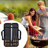 Darrahopens Home & Garden > Kitchenware > Cutlery BBQ skewer set, outdoor barbecue Australia, stainless steel skewers, wooden handle skewers, portable skewer set, kebab sticks, grilling accessories