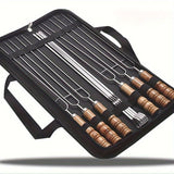 Darrahopens Home & Garden > Kitchenware > Cutlery BBQ skewer set, outdoor barbecue Australia, stainless steel skewers, wooden handle skewers, portable skewer set, kebab sticks, grilling accessories