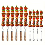 Darrahopens Home & Garden > Kitchenware > Cutlery BBQ skewer set, outdoor barbecue Australia, stainless steel skewers, wooden handle skewers, portable skewer set, kebab sticks, grilling accessories