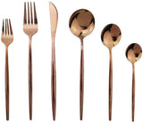Darrahopens Home & Garden > Kitchenware > Cutlery Cutlery Set - Mirror-polished copper cutlery set (for 6 persons) - Shiny stainless steel cutlery set (36-piece) - Dinner knife, fork, spoon, dessert fork, salad spoon - Dishwasher safe