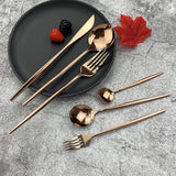 Darrahopens Home & Garden > Kitchenware > Cutlery Cutlery Set - Mirror-polished copper cutlery set (for 6 persons) - Shiny stainless steel cutlery set (36-piece) - Dinner knife, fork, spoon, dessert fork, salad spoon - Dishwasher safe