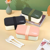Darrahopens Home & Garden > Kitchenware > Cutlery Eco - Friendly Lunch Box - Portable with Compartments(green)