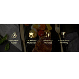 Darrahopens Home & Garden > Kitchenware > Cutlery Gold Cutlery Set Kitchen Stainless Steel Fork Knife Spoon Flatware Cutlery Gift For Party Restaurant Dishwasher Safe 24pcs with Carry Box