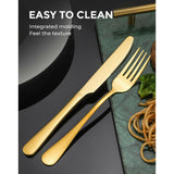 Darrahopens Home & Garden > Kitchenware > Cutlery Gold Cutlery Set Kitchen Stainless Steel Fork Knife Spoon Flatware Cutlery Gift For Party Restaurant Dishwasher Safe 24pcs with Carry Box