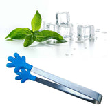 Darrahopens Home & Garden > Kitchenware > Cutlery Hand Shape Small Tongs Silicone Tips Blue Stainless Steel Funny Heat Resistant Easy Clean Food Tongs for Ice Fruits In Australia - Darrahopens