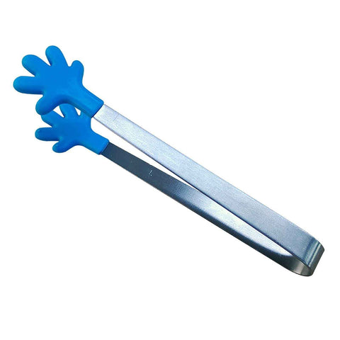 Darrahopens Home & Garden > Kitchenware > Cutlery Hand Shape Small Tongs Silicone Tips Blue Stainless Steel Funny Heat Resistant Easy Clean Food Tongs for Ice Fruits In Australia - Darrahopens