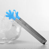 Darrahopens Home & Garden > Kitchenware > Cutlery Hand Shape Small Tongs Silicone Tips Blue Stainless Steel Funny Heat Resistant Easy Clean Food Tongs for Ice Fruits In Australia - Darrahopens