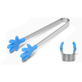 Darrahopens Home & Garden > Kitchenware > Cutlery Hand Shape Small Tongs Silicone Tips Blue Stainless Steel Funny Heat Resistant Easy Clean Food Tongs for Ice Fruits In Australia - Darrahopens