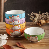 Darrahopens Home & Garden > Kitchenware > Cutlery Lucky Cat Ceramic Bowl Set – 4-Piece Maneki-Neko Gift Box