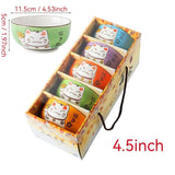 Darrahopens Home & Garden > Kitchenware > Cutlery Lucky Cat Ceramic Bowl Set – 4-Piece Maneki-Neko Gift Box