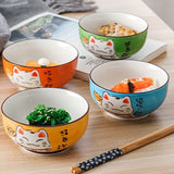 Darrahopens Home & Garden > Kitchenware > Cutlery Lucky Cat Ceramic Bowl Set – 4-Piece Maneki-Neko Gift Box