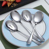Darrahopens Home & Garden > Kitchenware > Cutlery Spoons - 4-piece set - Stainless steel salad spoons - Includes 2 serving spoons and 2 skimmers - Suitable for desserts and coffee