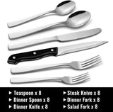Darrahopens Home & Garden > Kitchenware > Cutlery Stainless Steel 48-Piece Cutlery Set for 8 People with Steak Knives for Home Kitchen Restaurant Dining