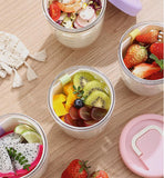 Darrahopens Home & Garden > Kitchenware > Cutlery Yellow Double Layer Salad Cup with Fork - Leak-proof Fruit Container, Drain Design, Portable Oatmeal and Picnic Jar