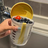 Darrahopens Home & Garden > Kitchenware > Cutlery Yellow Double Layer Salad Cup with Fork - Leak-proof Fruit Container, Drain Design, Portable Oatmeal and Picnic Jar