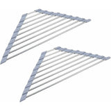 Darrahopens Home & Garden > Kitchenware > Dish Racks 2 Pack Stainless Steel Foldable Triangular Drainer Rack For Kitchen Sink Non-Slip Grey
