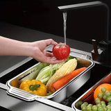 Darrahopens Home & Garden > Kitchenware > Dish Racks 304 Stainless Steel Retractable Sink Drain Basket Kitchen Storage Rack Adjustable
