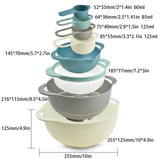 Darrahopens Home & Garden > Kitchenware > Dish Racks 8pcs Plastic Basin Set Drain Basket Washing Mixing Bowl Set Kitchen Baking Tools