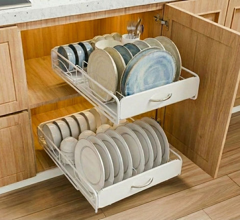 Darrahopens Home & Garden > Kitchenware > Dish Racks CARLA HOME 2 Pack Pull Out Dish Rack for Kitchen Cabinet with Slide Out Drawer Organizer for Plates, Bowls & Utensils