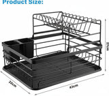 Darrahopens Home & Garden > Kitchenware > Dish Racks CARLA HOME 2-Tier Dish Drying Rack for Kitchen Counter with Removable Drip Tray, Utensil Holder and Cutlery Organizer (Black)