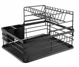 Darrahopens Home & Garden > Kitchenware > Dish Racks CARLA HOME 2-Tier Dish Drying Rack for Kitchen Counter with Removable Drip Tray, Utensil Holder and Cutlery Organizer (Black)