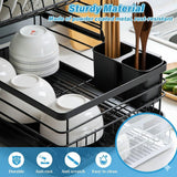 Darrahopens Home & Garden > Kitchenware > Dish Racks CARLA HOME 2-Tier Dish Drying Rack for Kitchen Counter with Removable Drip Tray, Utensil Holder and Cutlery Organizer (Black)