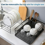 Darrahopens Home & Garden > Kitchenware > Dish Racks CARLA HOME 2-Tier Dish Drying Rack for Kitchen Counter with Removable Drip Tray, Utensil Holder and Cutlery Organizer (Black)