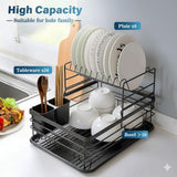 Darrahopens Home & Garden > Kitchenware > Dish Racks CARLA HOME 2-Tier Dish Drying Rack for Kitchen Counter with Removable Drip Tray, Utensil Holder and Cutlery Organizer (Black)