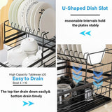 Darrahopens Home & Garden > Kitchenware > Dish Racks CARLA HOME 2-Tier Dish Drying Rack for Kitchen Counter with Removable Drip Tray, Utensil Holder and Cutlery Organizer (Black)