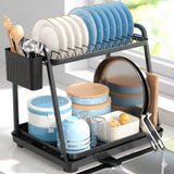 Darrahopens Home & Garden > Kitchenware > Dish Racks CARLA HOME 2-Tier Dish Drying Rack for Kitchen Countertop with Drainage Tray, Utensil Holder, Cutting Board Slot & Cup Hooks