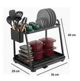 Darrahopens Home & Garden > Kitchenware > Dish Racks CARLA HOME 2-Tier Dish Drying Rack for Kitchen Countertop with Drainage Tray, Utensil Holder, Cutting Board Slot & Cup Hooks