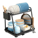 Darrahopens Home & Garden > Kitchenware > Dish Racks CARLA HOME 2-Tier Dish Drying Rack for Kitchen Countertop with Drainage Tray, Utensil Holder, Cutting Board Slot & Cup Hooks