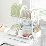 Darrahopens Home & Garden > Kitchenware > Dish Racks CARLA HOME Dish Drying Rack 2-Tier Kitchen Drainer with Drainboard (White)