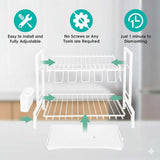Darrahopens Home & Garden > Kitchenware > Dish Racks CARLA HOME Dish Drying Rack 2-Tier Kitchen Drainer with Drainboard (White)