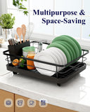 Darrahopens Home & Garden > Kitchenware > Dish Racks CARLA HOME Dish Drying Rack for Kitchen Counter with Removable Drip Tray, Utensil Holder and Cutlery Organizer