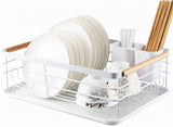 Darrahopens Home & Garden > Kitchenware > Dish Racks CARLA HOME Dish Drying Rack with Wooden Handles, Removable Cutlery Holder & Drainboard for Kitchen Countertop