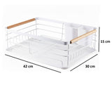 Darrahopens Home & Garden > Kitchenware > Dish Racks CARLA HOME Dish Drying Rack with Wooden Handles, Removable Cutlery Holder & Drainboard for Kitchen Countertop