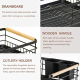 Darrahopens Home & Garden > Kitchenware > Dish Racks CARLA HOME Dish Drying Rack with Wooden Handles, Removable Cutlery Holder & Drainboard for Kitchen Countertop