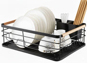 Darrahopens Home & Garden > Kitchenware > Dish Racks CARLA HOME Dish Drying Rack with Wooden Handles, Removable Cutlery Holder & Drainboard for Kitchen Countertop