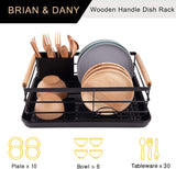 Darrahopens Home & Garden > Kitchenware > Dish Racks CARLA HOME Dish Drying Rack with Wooden Handles, Removable Cutlery Holder & Drainboard for Kitchen Countertop