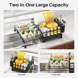 Darrahopens Home & Garden > Kitchenware > Dish Racks CARLA HOME Expandable Dish Drying Rack with Drainage Spout, Utensil Holder & Drainboardfor Kitchen Countertop Organizer (1 tier)