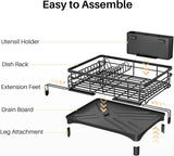 Darrahopens Home & Garden > Kitchenware > Dish Racks CARLA HOME Expandable Dish Drying Rack with Drainage Spout, Utensil Holder & Drainboardfor Kitchen Countertop Organizer (1 tier)
