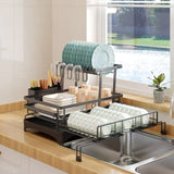 Darrahopens Home & Garden > Kitchenware > Dish Racks CARLA HOME Expandable Dish Drying Rack with Drainage Spout, Utensil Holder & Drainboardfor Kitchen Countertop Organizer (2 tier)